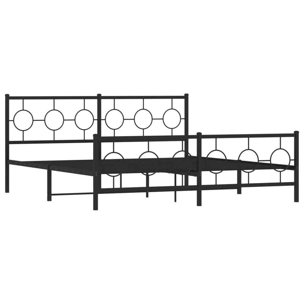 Giroletto con Testiera e Pediera-Struttura Letto Metallo Nero 183x213 cm 933398