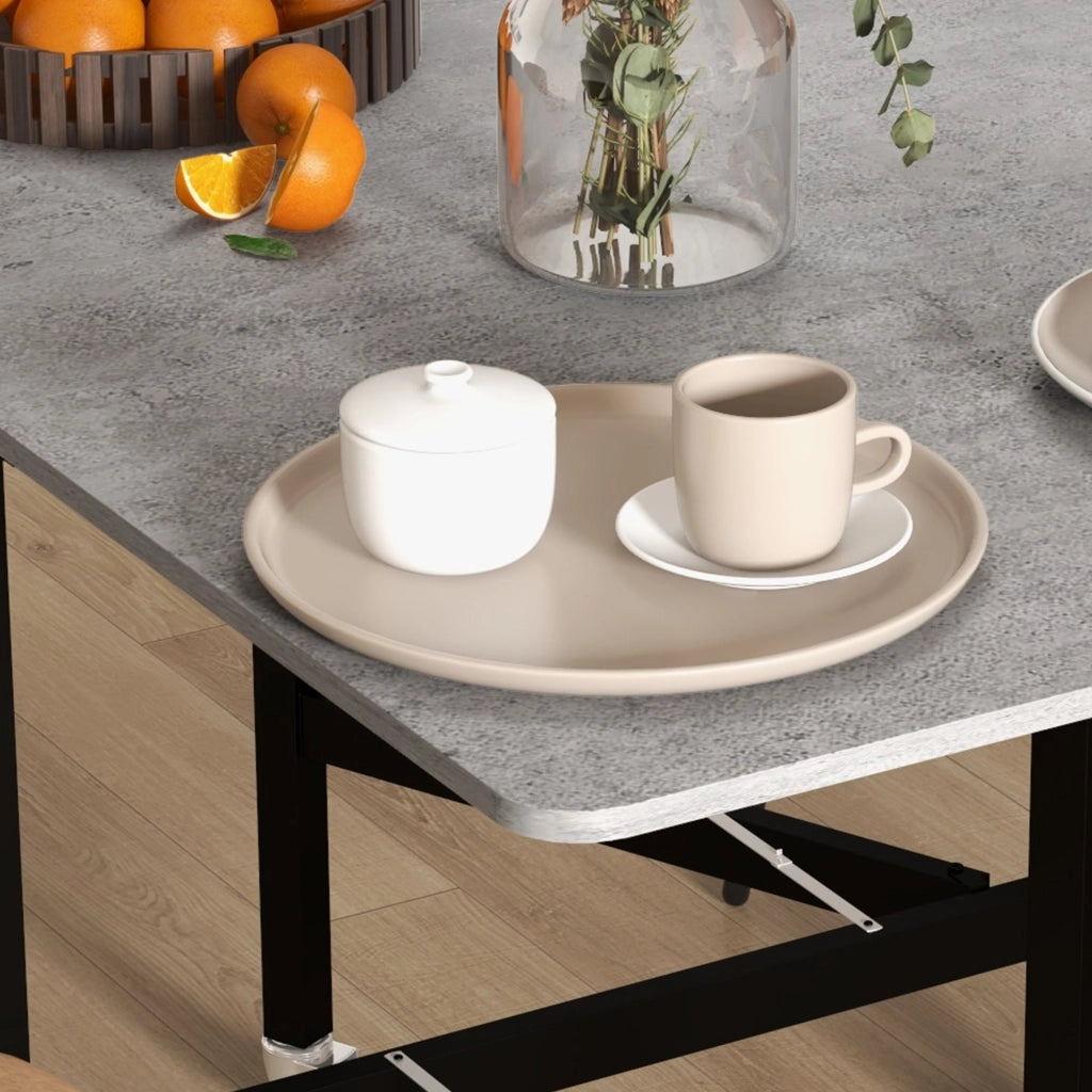 Tavolo Pieghevole Salvaspazio per 4-6 Persone con Ruote 120x80x73 cm Grigio