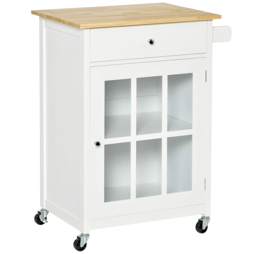 Tavolino da cucina con ruote e contenitori ¨C zephmum ¨C bianco effetto quercia
