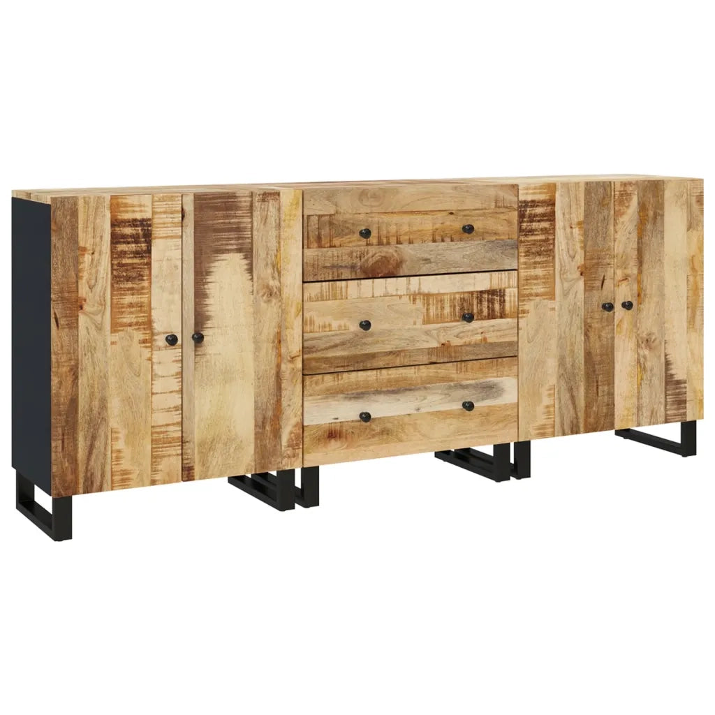 Credenze 3 pz in Legno di Mango Grezzo 3143638