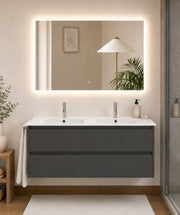 Mobile bagno con lavabo ORIGENBATH IBIZA senza specchio 120x45 cm doppio lavabo grafite
