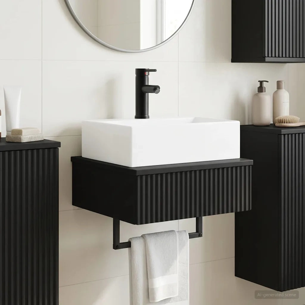 Lavabo da Parete Nero 40 x 41 x 39 cm Legno ingegnerizzato