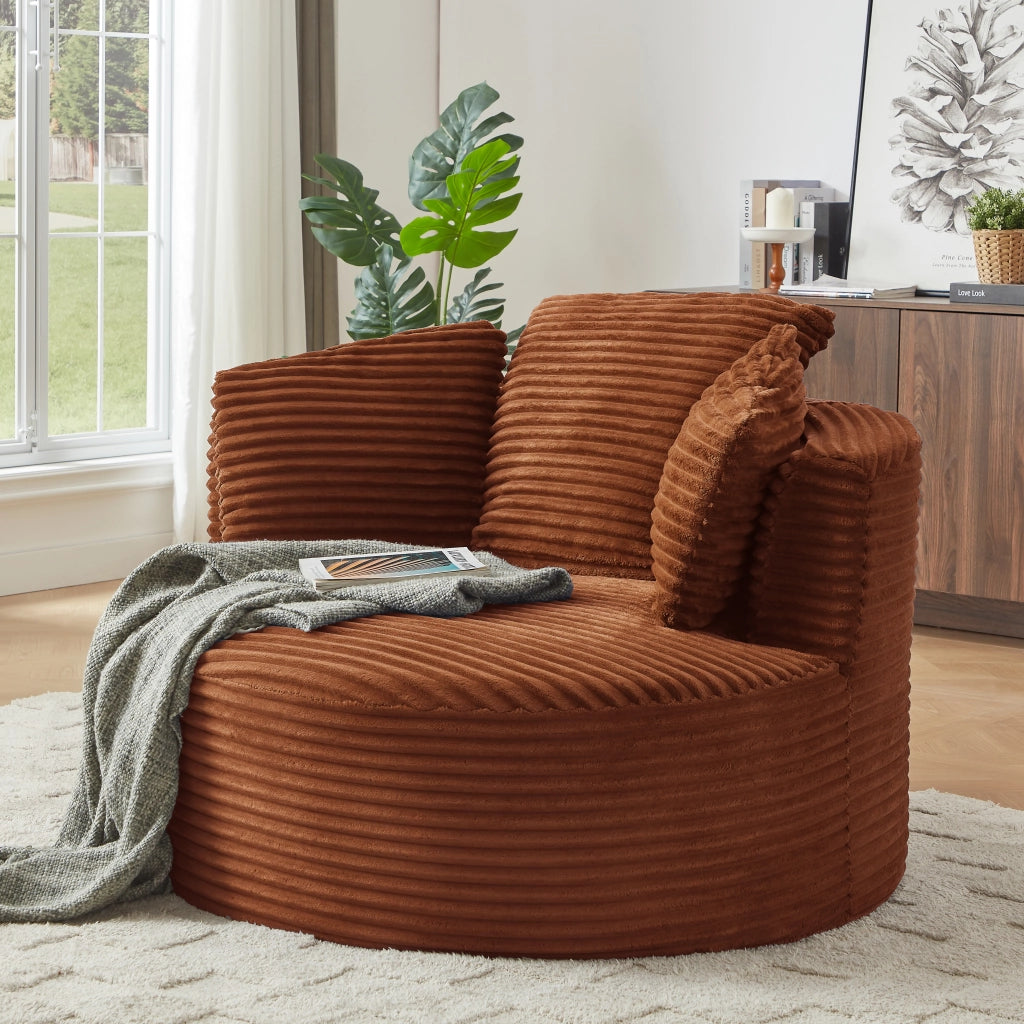 POLTRONA rotonda in velluto a coste 35.0×35.0×123.0 cm arancione