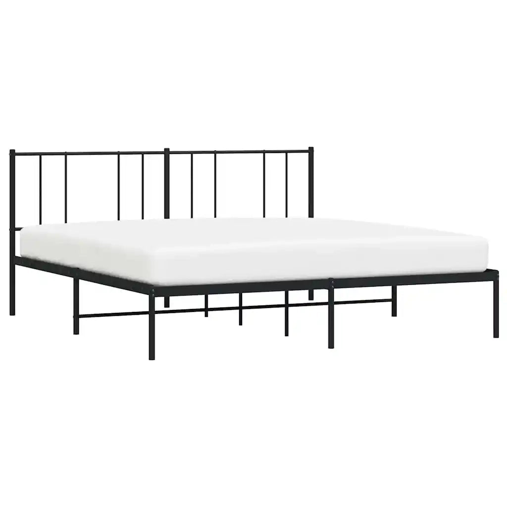 Letto matrimoniale | Letto per adulti | Giroletto con Testiera in Metallo Nero 200x200 cm