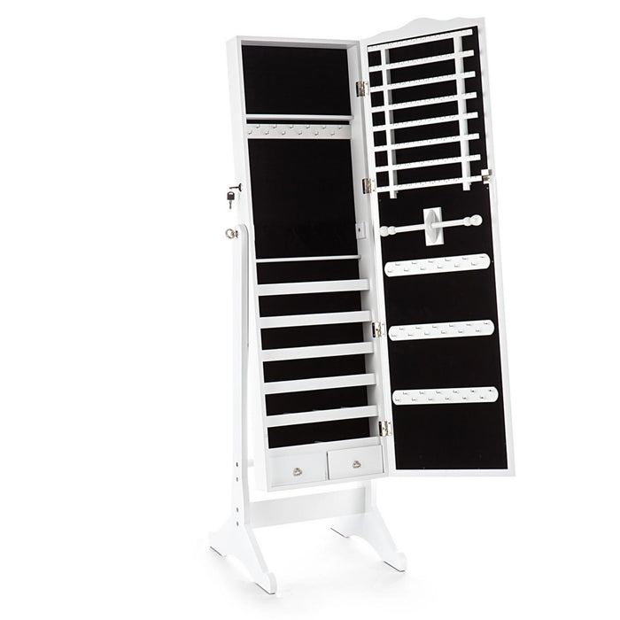 Specchiera con contenitore effetto legno bianca cm. H.152xL.40xP.46,5