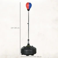Punching Ball da Terra con Base Riempibile e Ventose, Altezza Regolabile da 147-165 cm, Nero