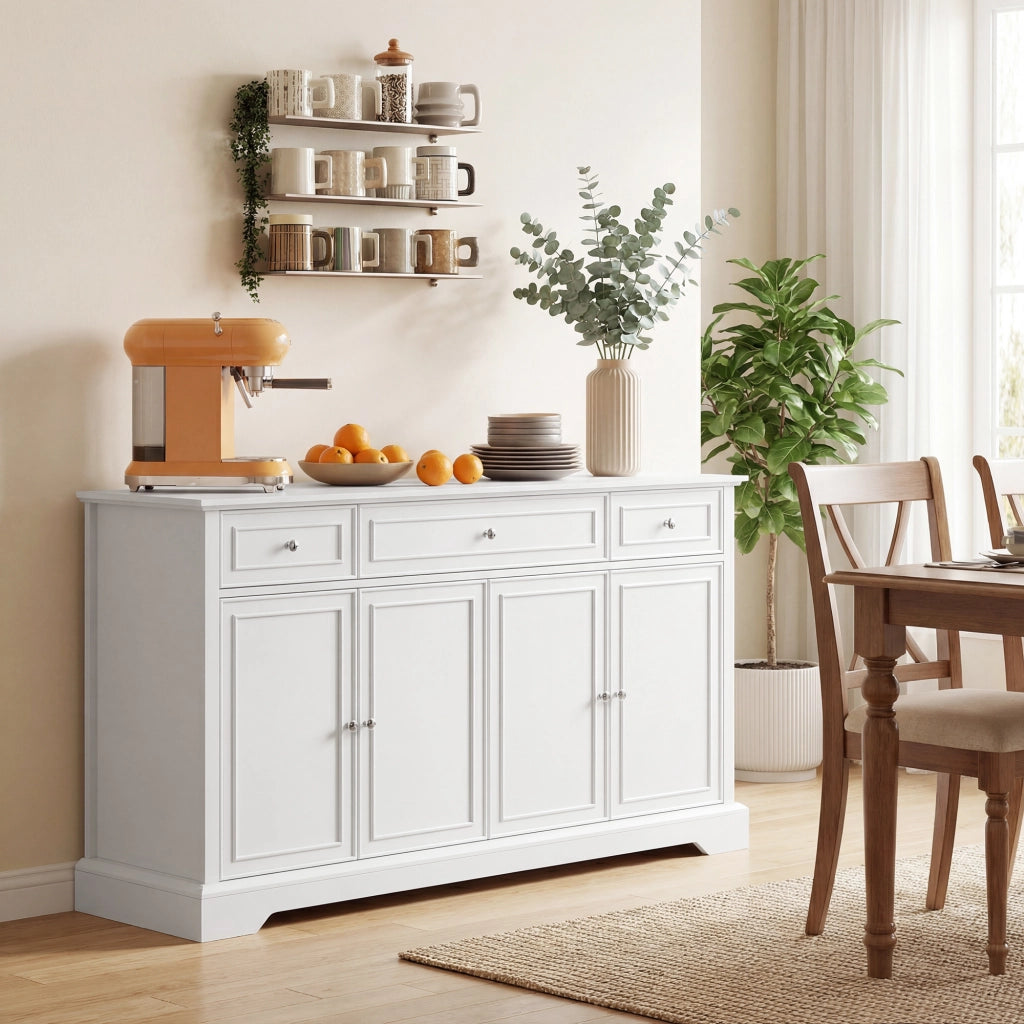 Credenza con cassetti e ante scorrevoli ¨C zephmum ¨C Bianco 120x40x90 cm