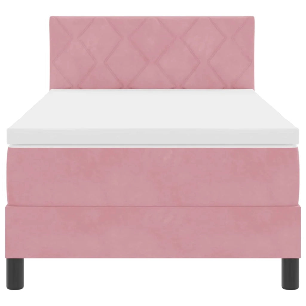 Letto a molle con materasso Rosa 90 x 190 cm Velluto 3339211