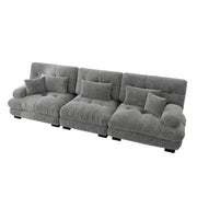 Divano angolare modulare 3 posti seduta profonda con cuscini in ciniglia grigio 313 Ã— 77 Ã— 81 cm