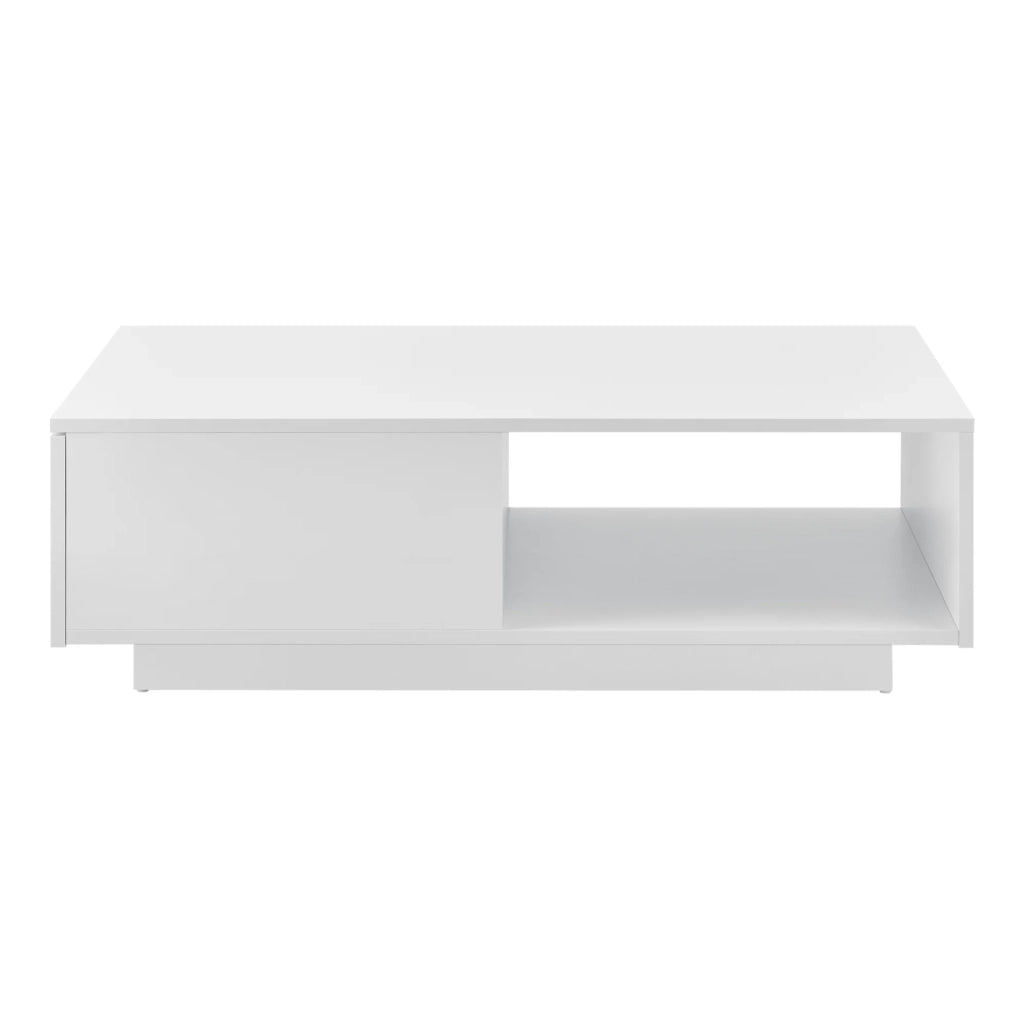 Tavolino da salotto con cassetto e vano contenitore 95 x 55 cm spessore 15 mm bianco lucido 03_0006143