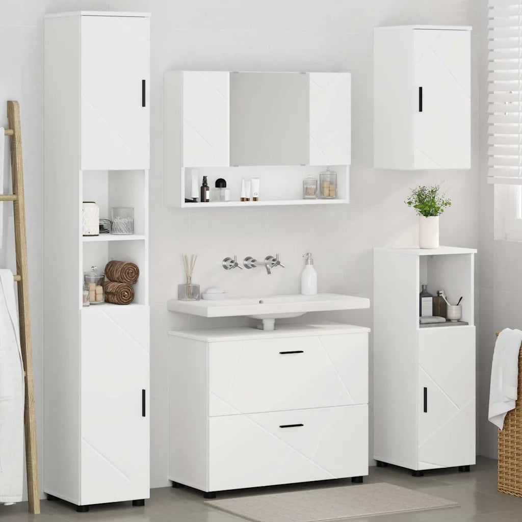 Set di mobili per il bagno con cassetto con porta 5 pcs Bianco 3393063