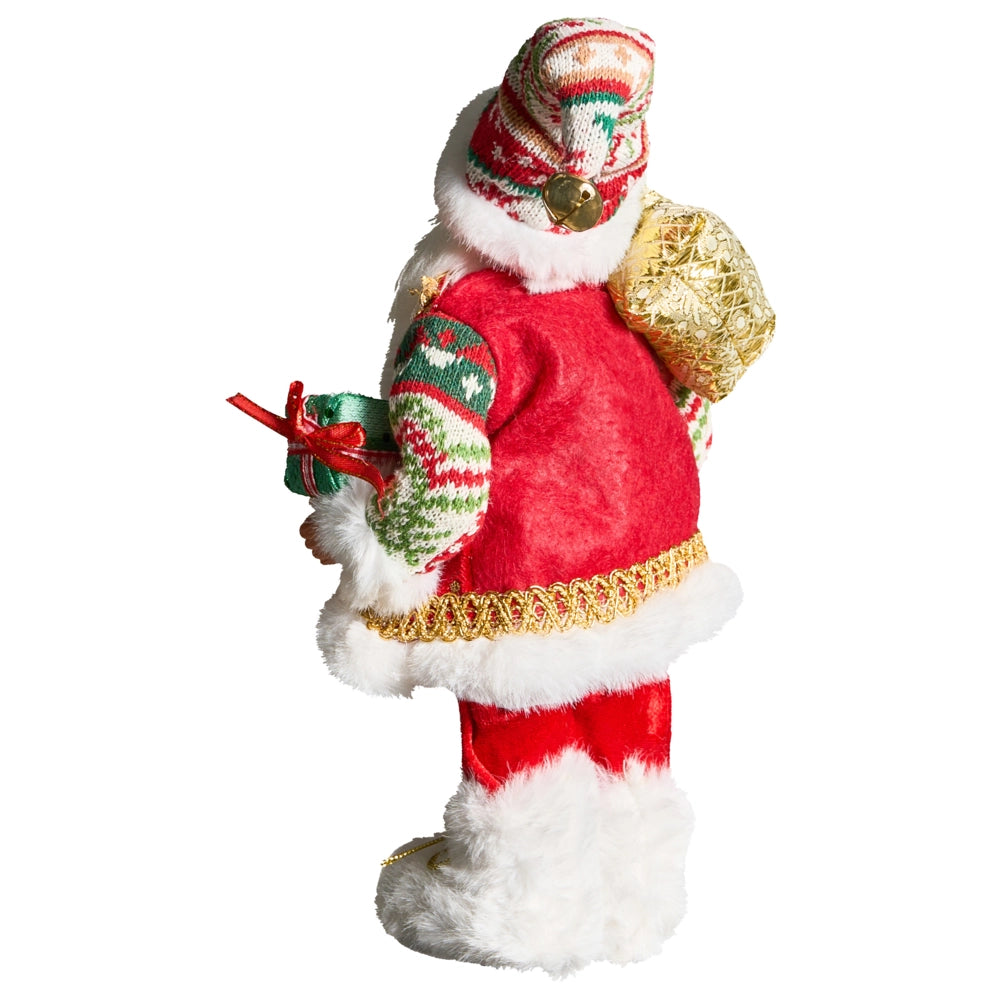 Figurina decorativa in tessuto rosso e verde e materiale sintetico Babbo Natale Figura di Natale Ornamento di Natale
