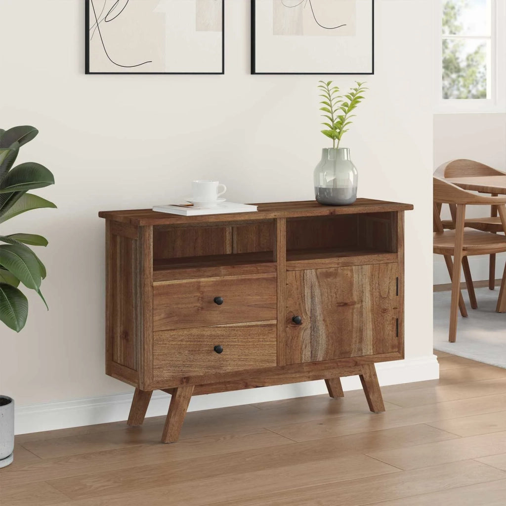 Credenza Naturale 100 x 30 x 68 cm Legno di teak solido