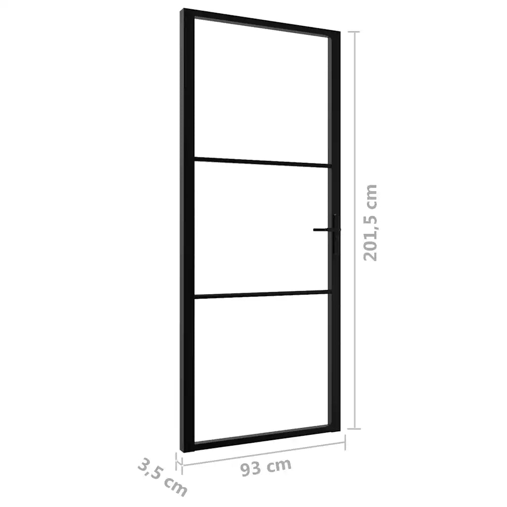 Porta da Interno ESG Vetro e Alluminio 93x201,5 cm Nera 151200