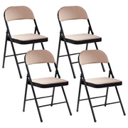 Set 4 Sedie Pieghevoli in Metallo beige e nero sedile e schienale imbottiti