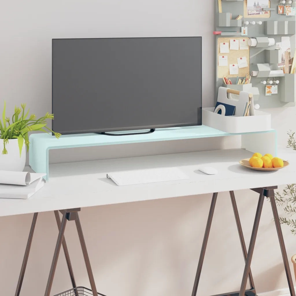 Mobile/Rialzo Porta TV in Vetro Bianco 100x30x13 cm cod mxl 9403