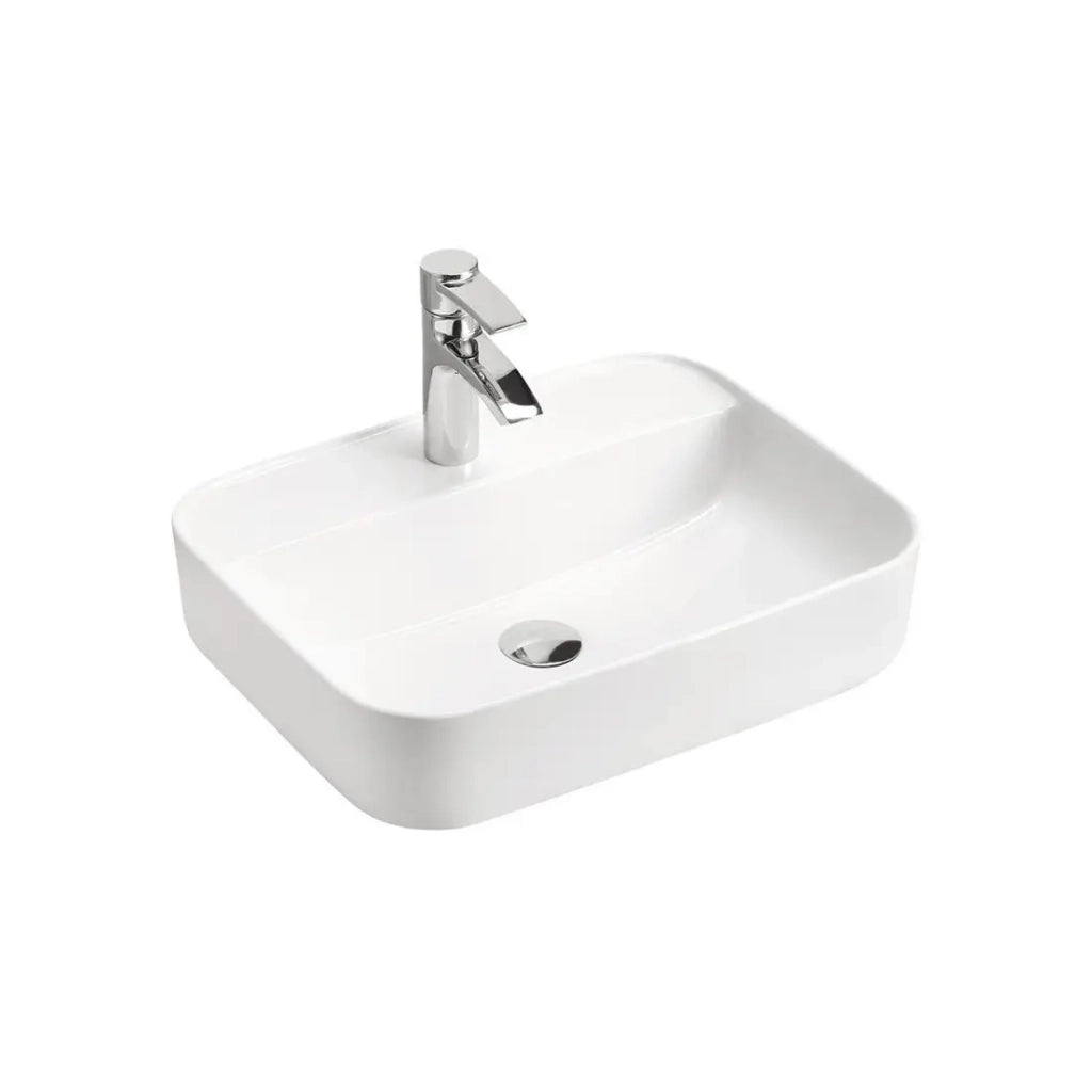 Lavabo rettangolare da appoggio 50x40 cm bianco lucido in ceramica
