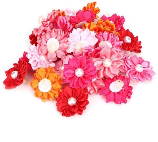 Accessori per Animali - Fiori Sorridenti - 30 Stuks - Polyester - Per Piccoli Cani/Gatti - Duraturo - Facile da Indossare/Individuare - Accessori per Capelli di Animali