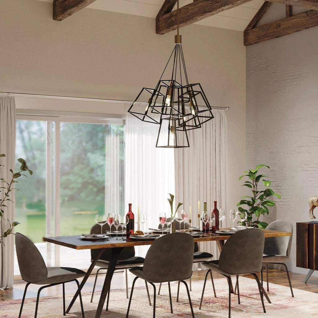 Lampadario moderno Fulton bronzo/ottone 7xE27 Hinkley