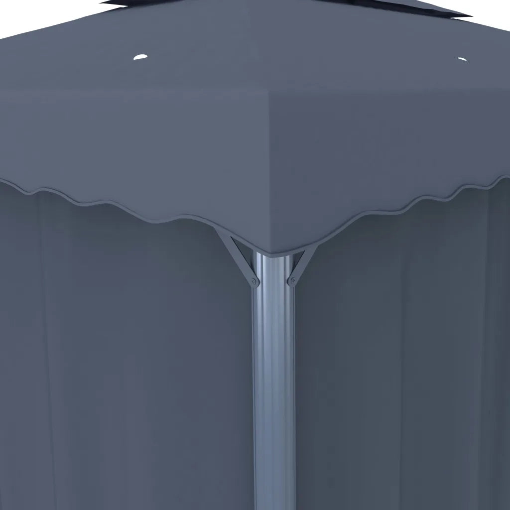 Gazebo con Tende e Stringa di Luci LED 3x3 m Antracite