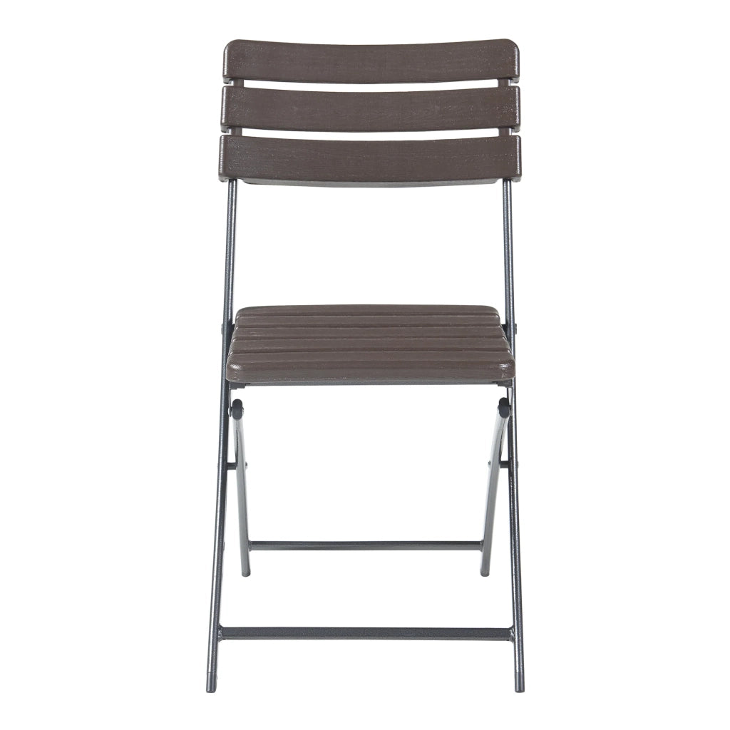 Set di 2 sedie pieghevoli da esterno per giardino campeggio e patio 81 x 46 x 58 cm effetto legno marrone 03_0009637