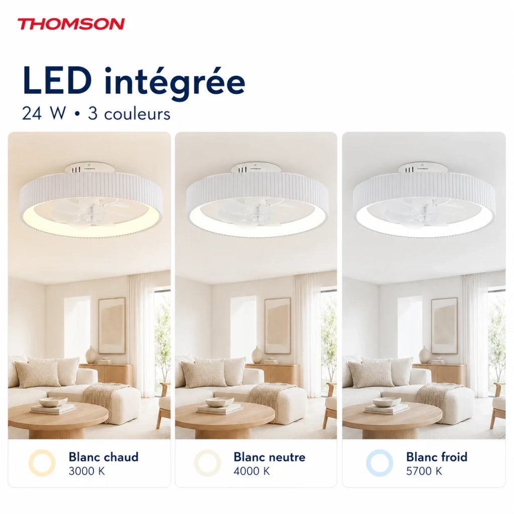 Ventilatore da soffitto con luce e telecomando incluso THOMSON LILA