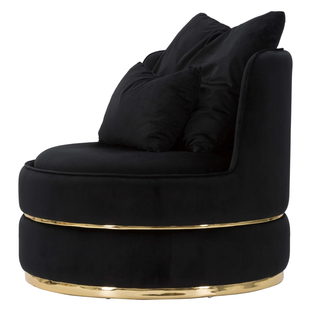 Poltroncina Palang, Poltrona con Cuscini, 84x84x72h cm Nero