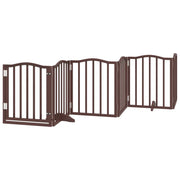 Cancelletto di sicurezza per cani con 6 pannelli in legno di pioppo marrone 02_0023319