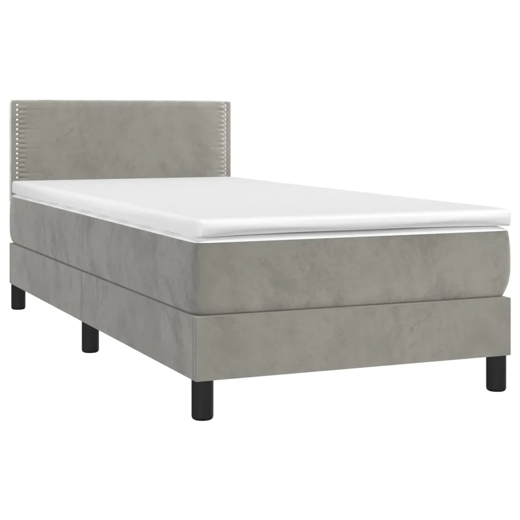 Letto a Molle con Materasso e LED Grigio Chiaro 100x200 cm Velluto 3134327