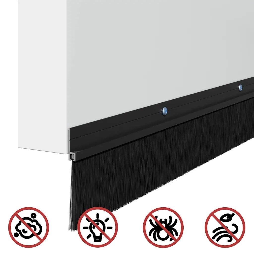 Spazzole per porte a vite 6 pcs Nero 100 cm Lega di alluminio