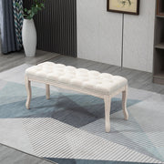 Panca imbottita vintage in beige, 110 x 40 x 48 cm, con struttura in legno di gomma e capacità di carico 180 kg