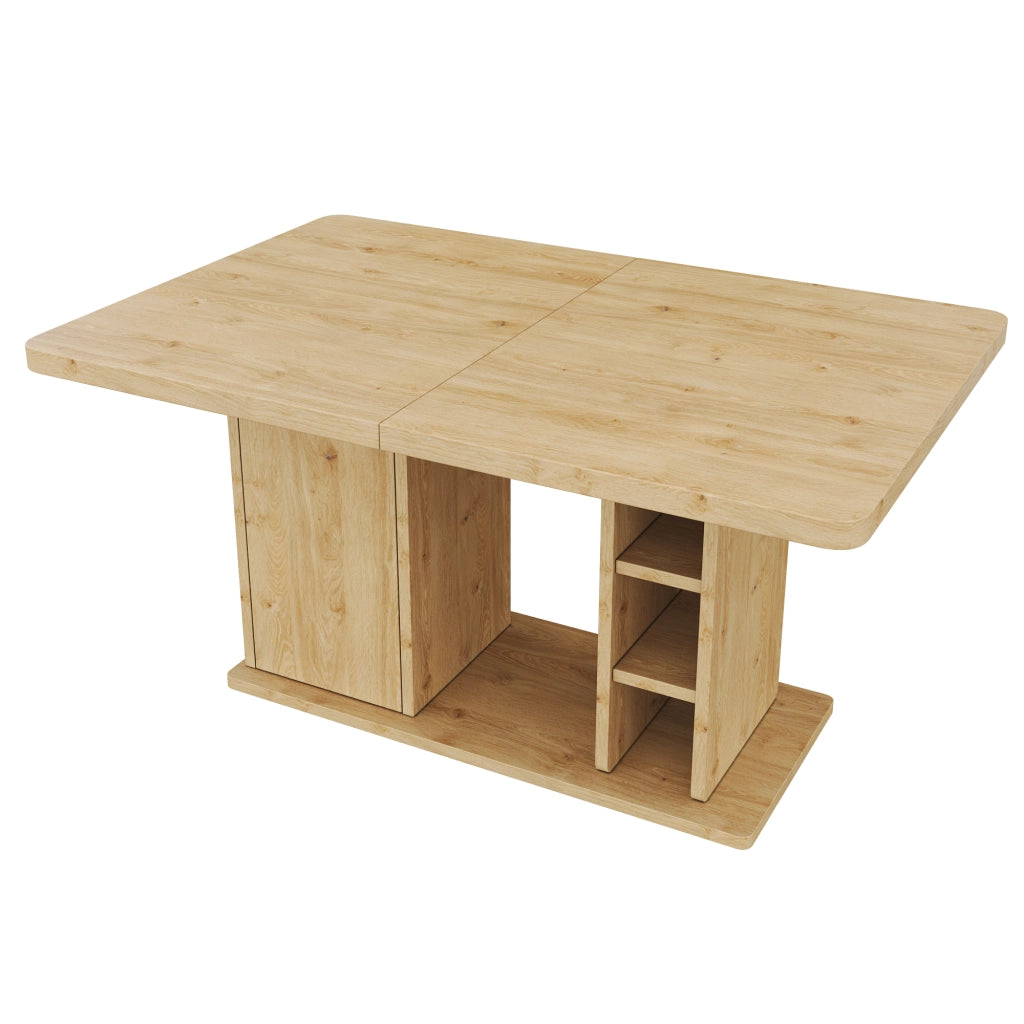 Tavolo da pranzo allungabile, 140/180 ¡Á 80 cm, per 6¨C8 persone, con vano portaoggetti, color legno naturale