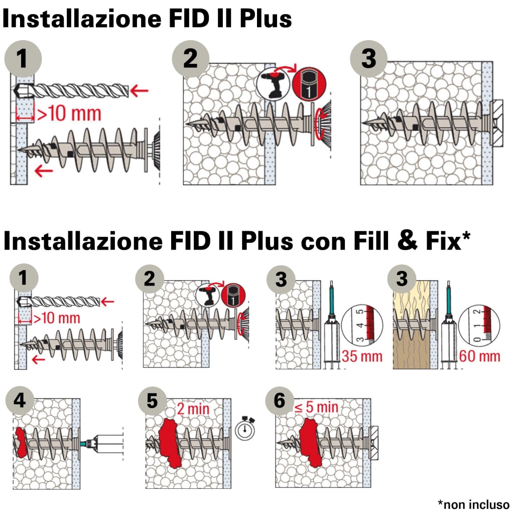 Tassello per Pannelli Isolanti Ø Foro 28 Lungh. Fischer Fid 25 Pezzi 80 mm