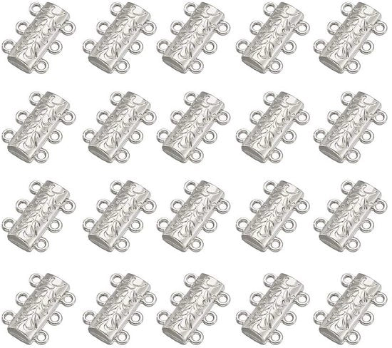 Connettore per bracciale - 20 Set - Design a più fili - Lega - Solido e Duraturo - Dimensioni 14x19mm - Creazione di gioielli