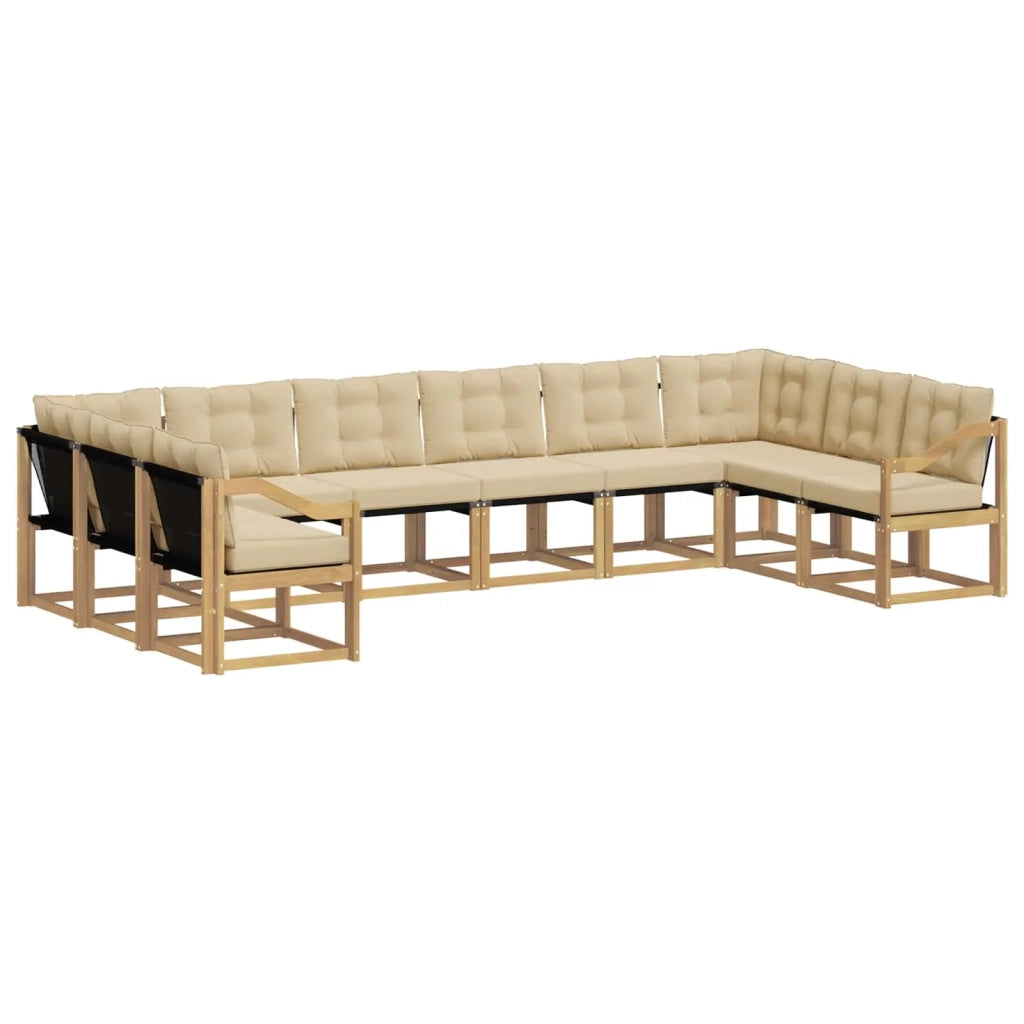 Set di divani da esterno con cuscino 10 pcs Bianco e Beige