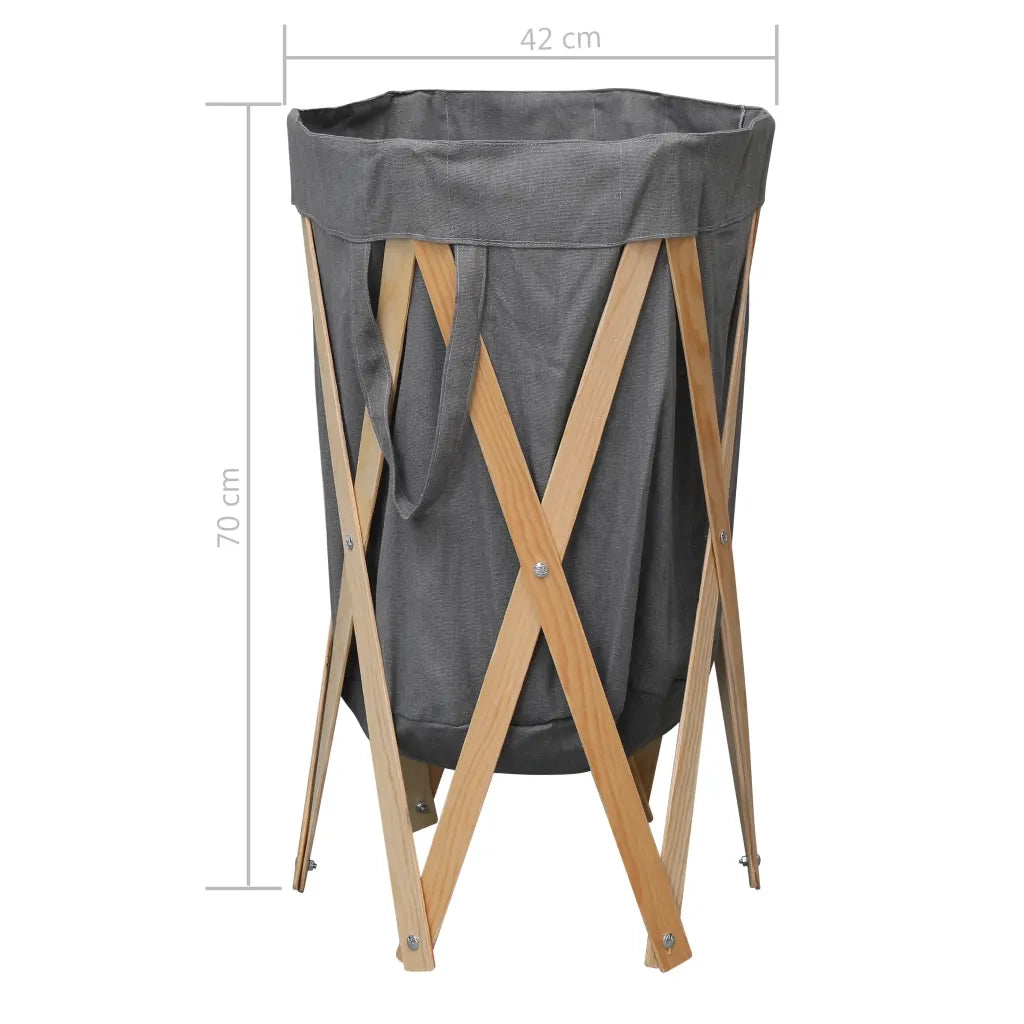 Cesto della Biancheria Pieghevole Grigio Legno e Tessuto CFW3272206