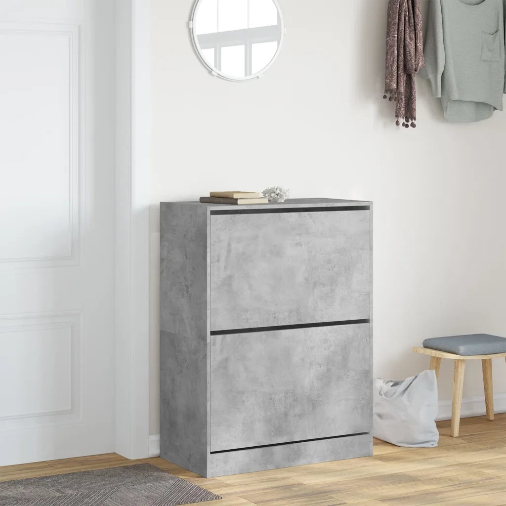 Scarpiera 2 Cassetti Ribaltabili Grigio Cemento 80x42x108 cmcod mxl 86508