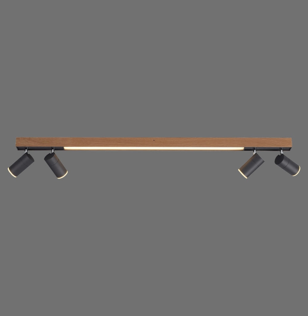Plafoniera barra legno/nero 5 spot LED 25W Paul Neuhaus