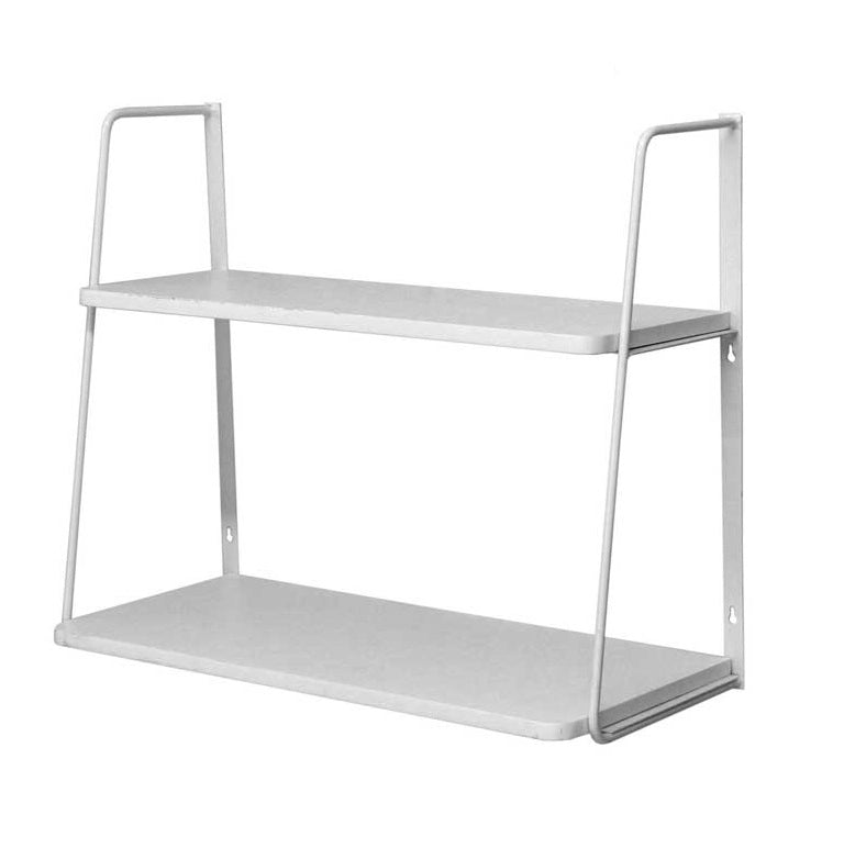 SCAFFALE A PARETE A 2 MENSOLE IN LEGNO E METALLO 50 X 22 X H41 CM COLORE BIANCO