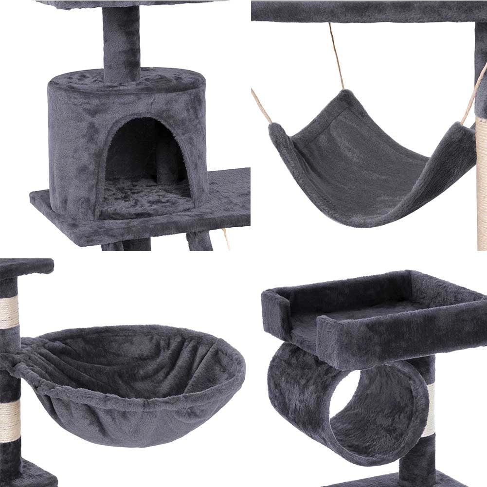 Albero Tiragraffi per Gatti Parco Giochi Cuccia Graffiatoio gatto 142cm Grigio