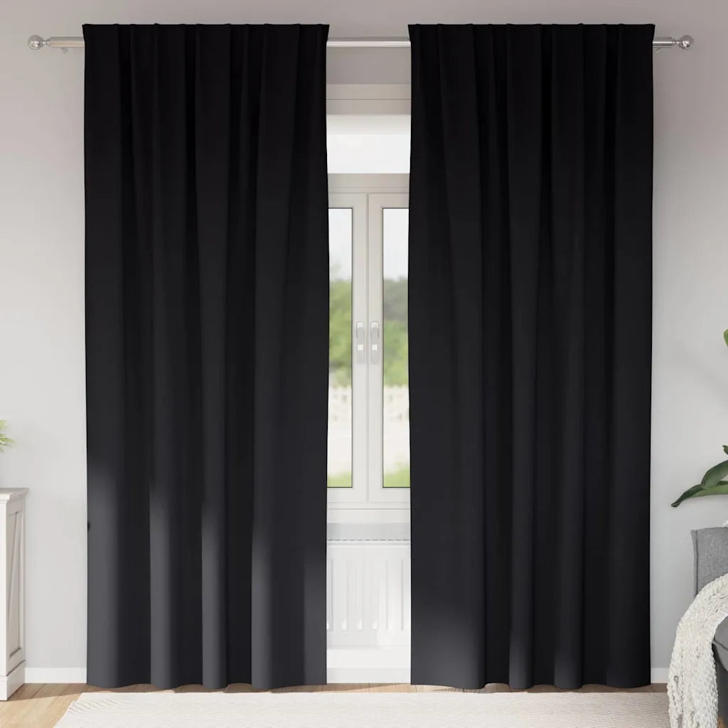 vidaXL Tende con tende 2 pcs Nero Poliestere