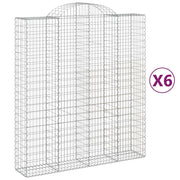 Cestini gabbioni recinzione a gabbia muro di contenimento ad arco 6 pezzi 200 x 50 x 220/240 cm ferro zincato argento 02_0041007