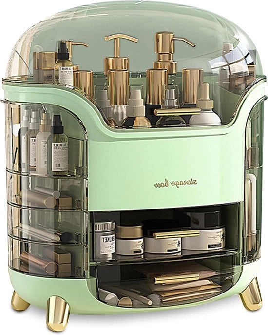 Casella di Organizzazione per Cosmetici e Accessori Portatile Serie Luxe Multifunzione con Cassetta per Labbra e Box per Accessori di Bellezza.
