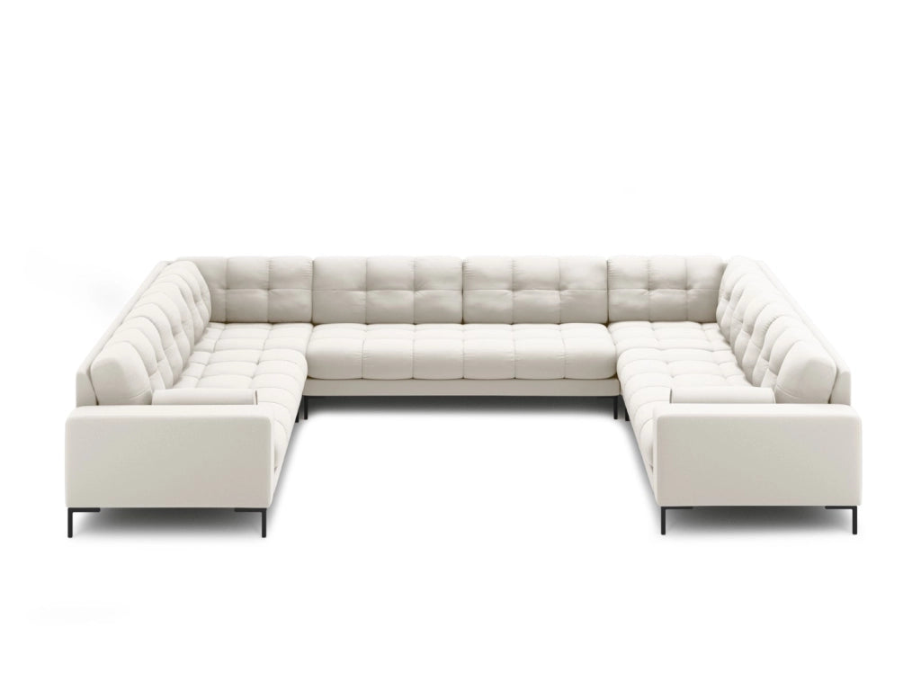 Cosmopolitan Design - Divano panoramico "Bali" 9 posti in tessuto strutturato beige chiaro 