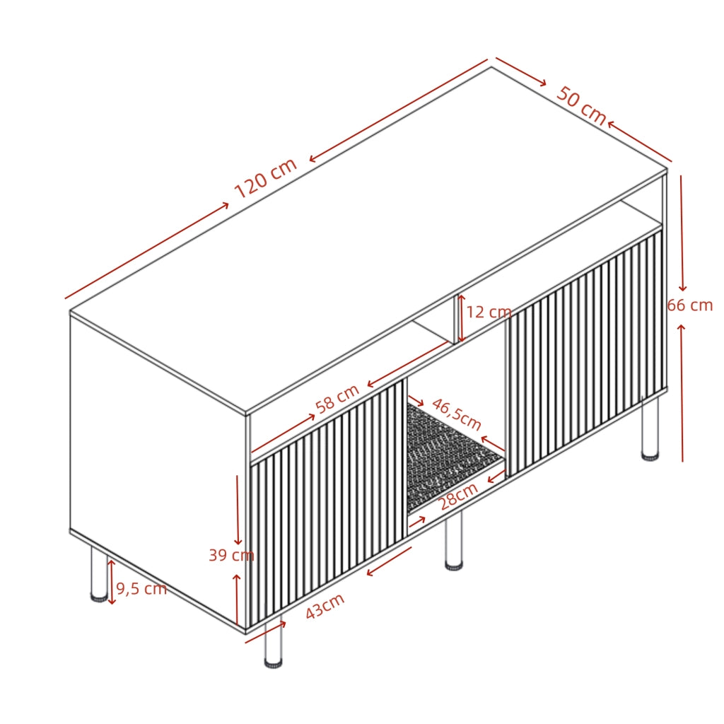 Mobile per lettiera per gatti con 2 ante e ripiani aperti, tappetino raccogli-sabbia, in MDF, bianco, 120 × 50 × 66 cm