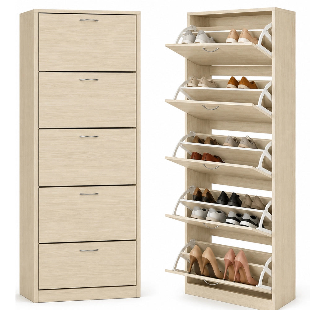 Scarpiera 5 Ripiani Olmo con Maniglia Porta Scarpe Salvaspazio 63x24x170 cm
