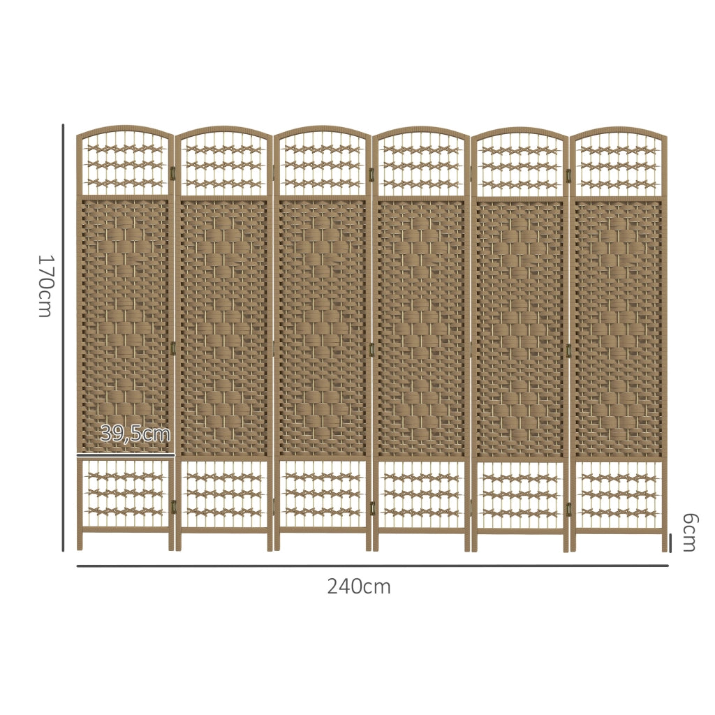 Biombo Pieghevole ¨C Zephmum ¨C 6 Pannelli 160x170cm Naturale