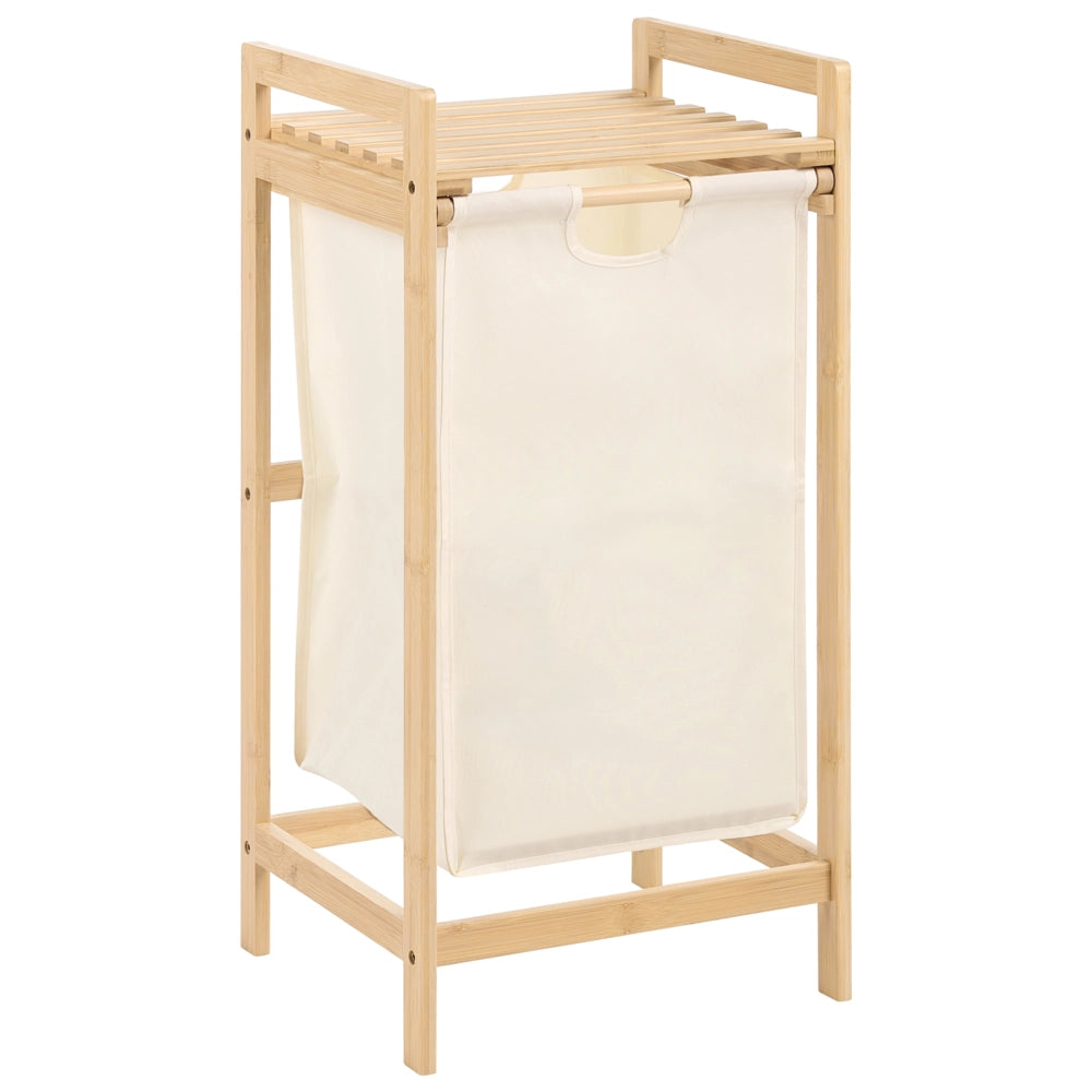 Set di 3 cesti per la biancheria con tasche laterali in tessuto beige marrone chiaro con tasche laterali aggiuntive in tessuto