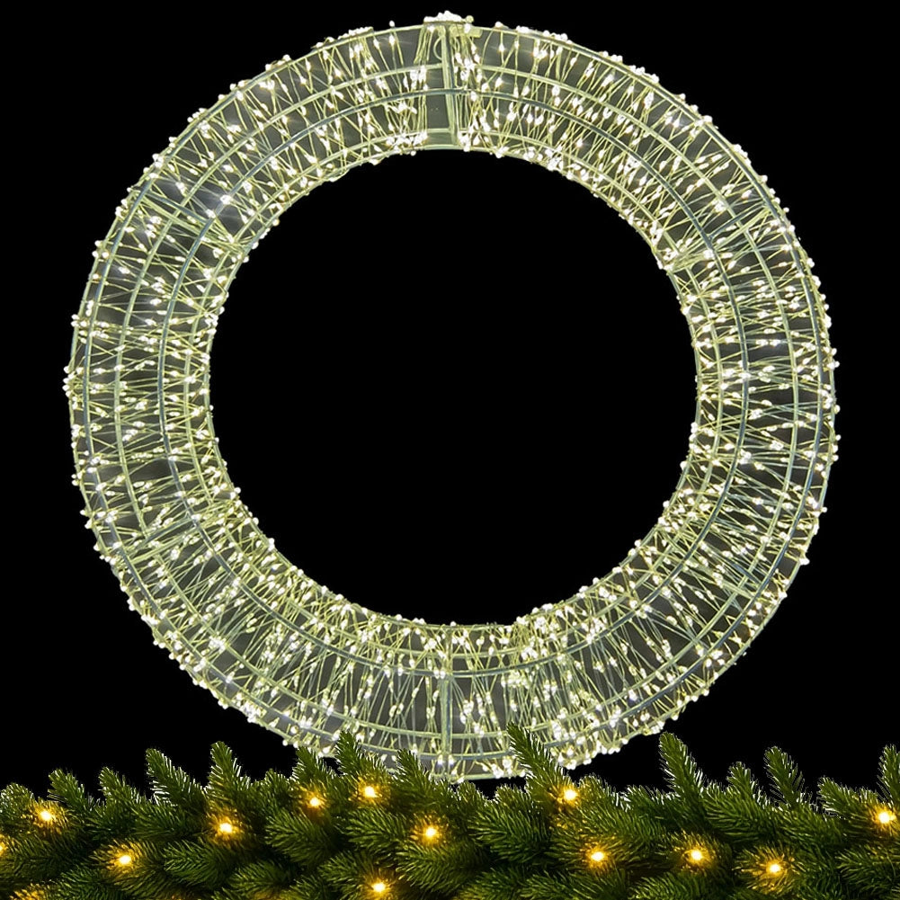 Ghirlanda Natalizia 3D in Metallo con 1800 Luci LED Diametro 58 cm da appendere