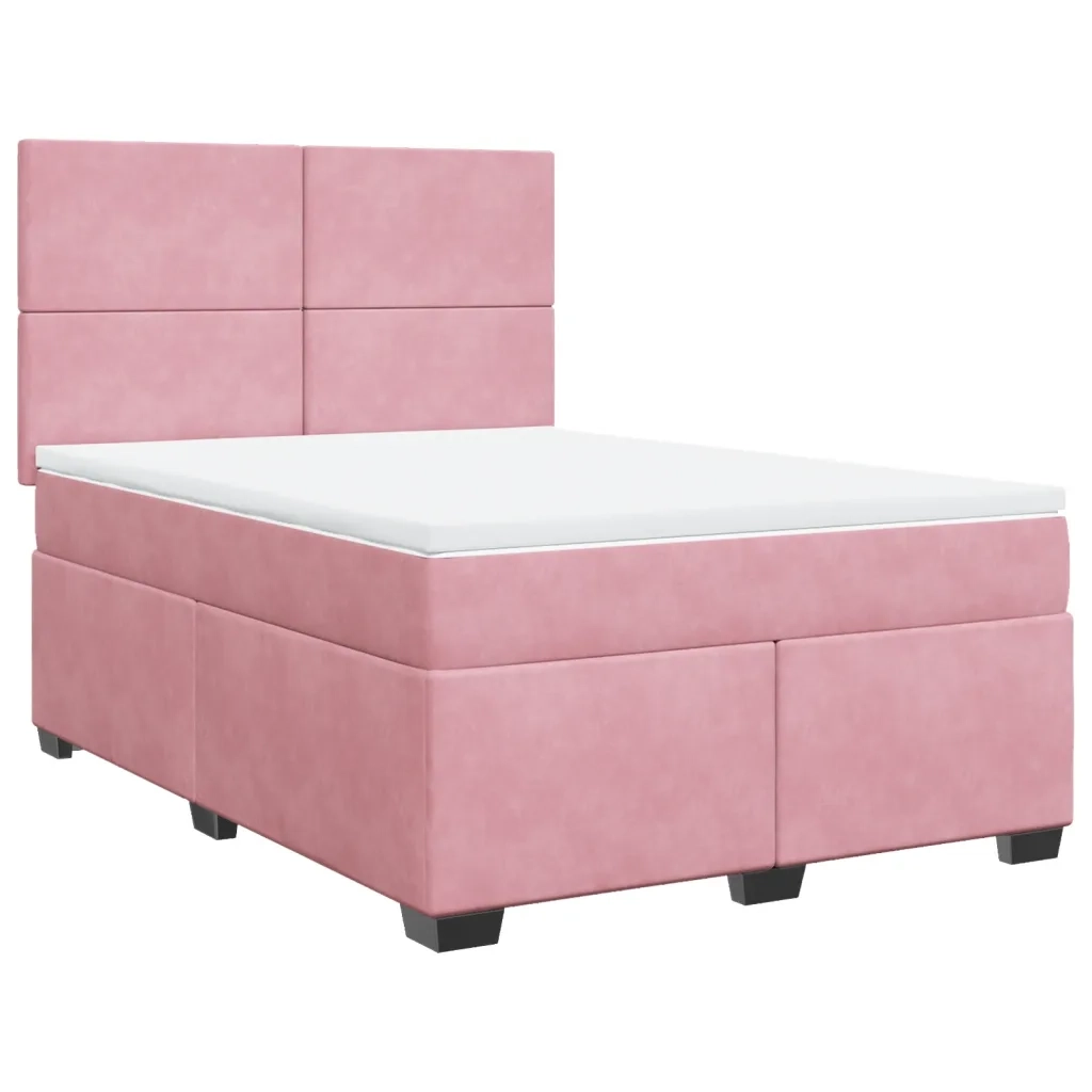 Giroletto a Molle con Materasso Rosa 140x200 cm in Velluto 3293229